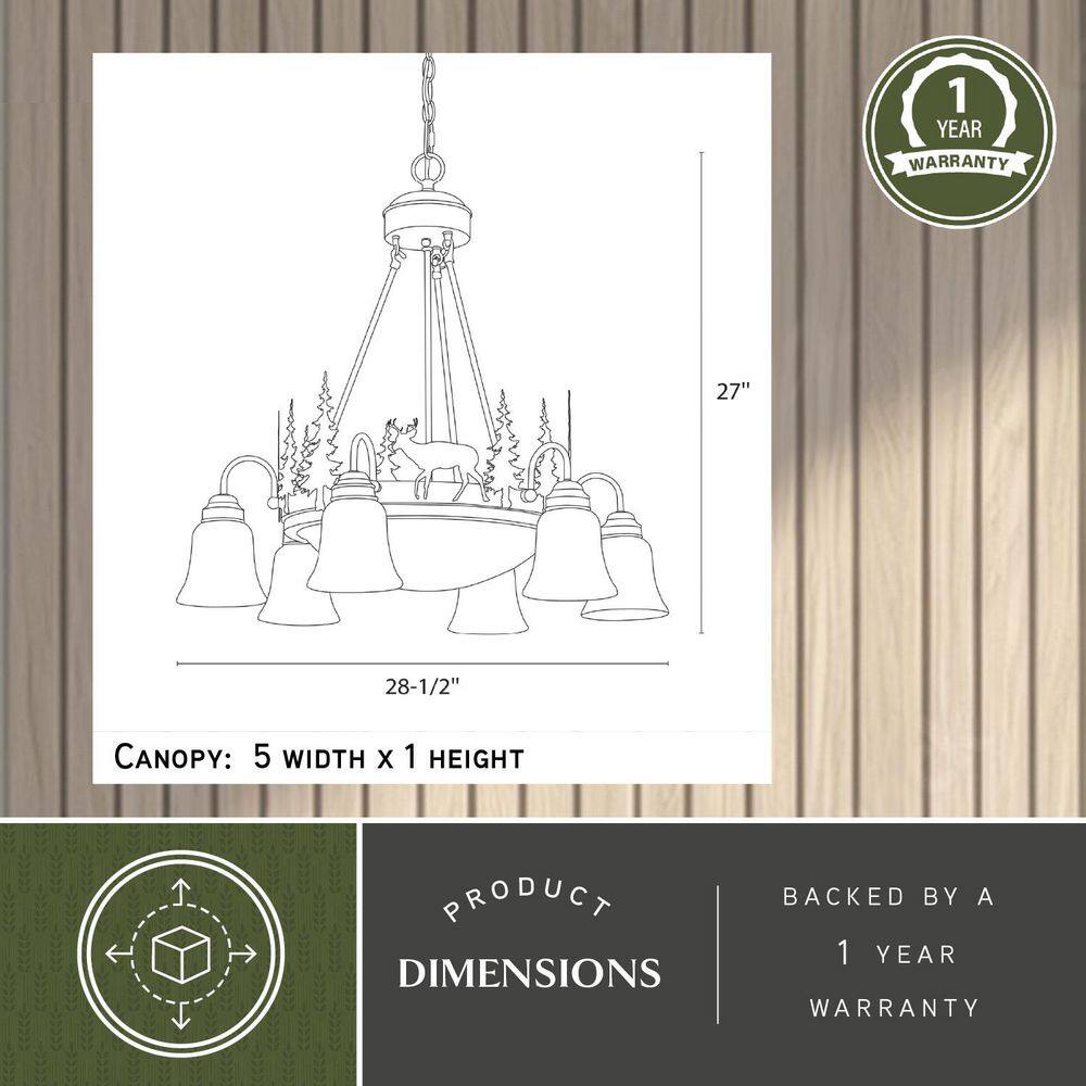 Rustic Deer Silhouette 9-Light Chandelier in Burnished Bronze