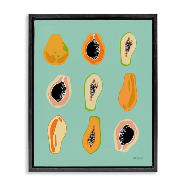 Stupell Industries Papaya Fruits on Blue by Yvette St. Amant Black Floater Frame Food Graphic Art Print 21 in. x 17 in.