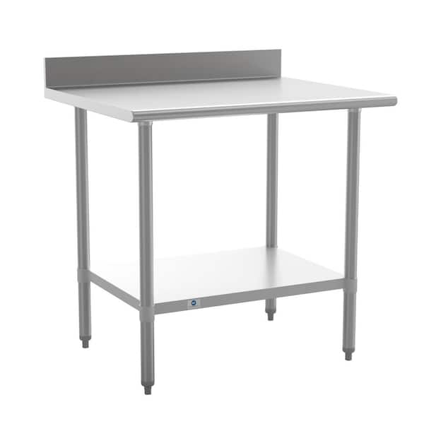 Carnegy Avenue Stainless Steel Metal 36 in. Kitchen Prep Table with Shelf