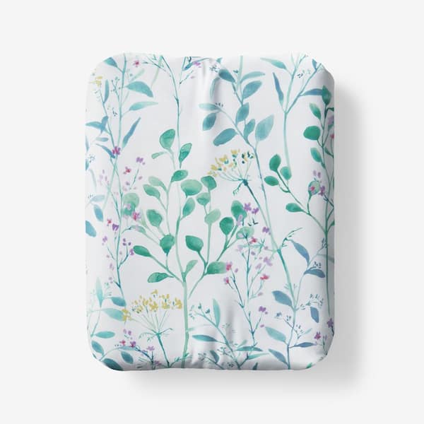 The Company Store Legends Hotel Spring Floral Vine Wrinkle-Free Sateen White Multi Sateen Queen Fitted Sheet