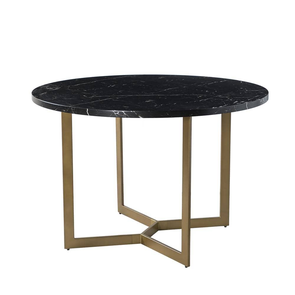 JAYDEN CREATION Buena Black Wood 45 in. 4-Legs Base Dining Table 4-Seat ...