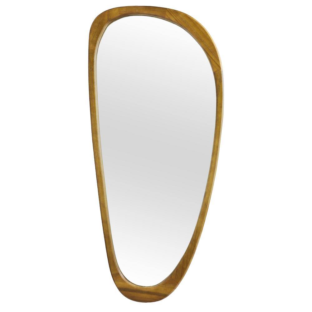 22 in. W x 48.1 in. H Irregular Brown Natural Solid Wood Frame Decorative Mirror