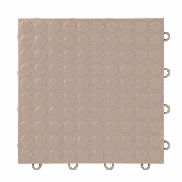 FLOORINGINC Nitro Coin 3/8 in. Garage Tiles, Beige, 12 in. x 12 in., 16-Pack, Covers 16 sq. ft., Interlocking Floor Tiles