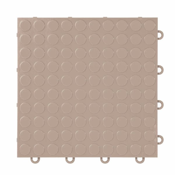 IncStores FlooringInc Beige Coin 12 in. W x 12 in. L x 3/8 in. T Polypropylene Garage Flooring Tiles (16 Tiles/16 sq.ft.)