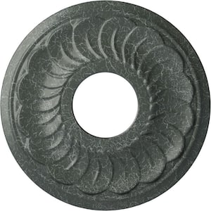 1'' x 11-3/4'' x 11-3/4'' Polyurethane Jet Blackthorne Ceiling Medallion Moulding Athenian Green Crackle