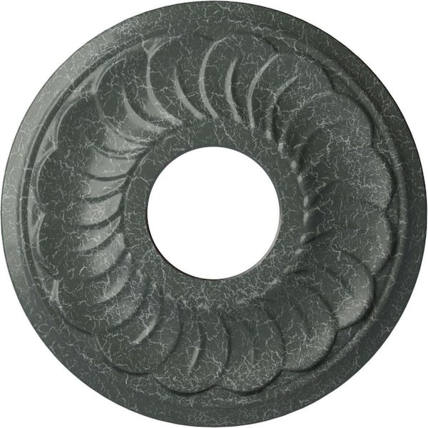 Ekena Millwork 1" x 11-3/4" x 11-3/4" Polyurethane Jet Blackthorne Ceiling Medallion Moulding Athenian Green Crackle