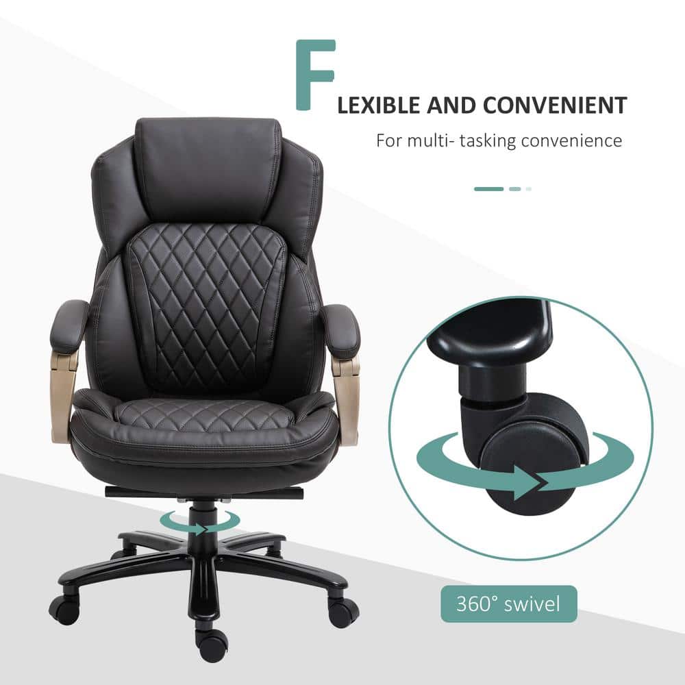 Brown High Back Leather Executive Swivel Chair with Adjustable Arms