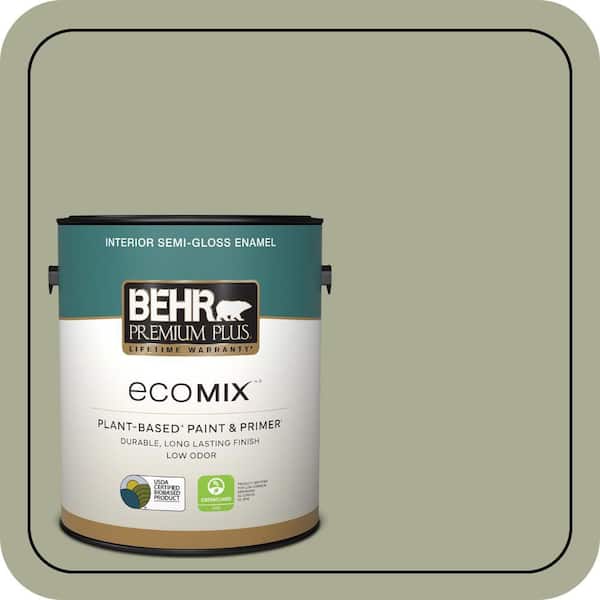 1 gal. #S380-4 Bay Water Semi-Gloss Enamel EcoMix Plant-Based Interior Paint & Primer