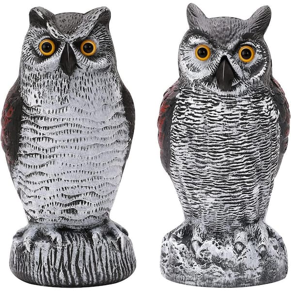 2Packs Fake Plastic Owl Bird, Garden owl Statue, Can Repel Pigeons