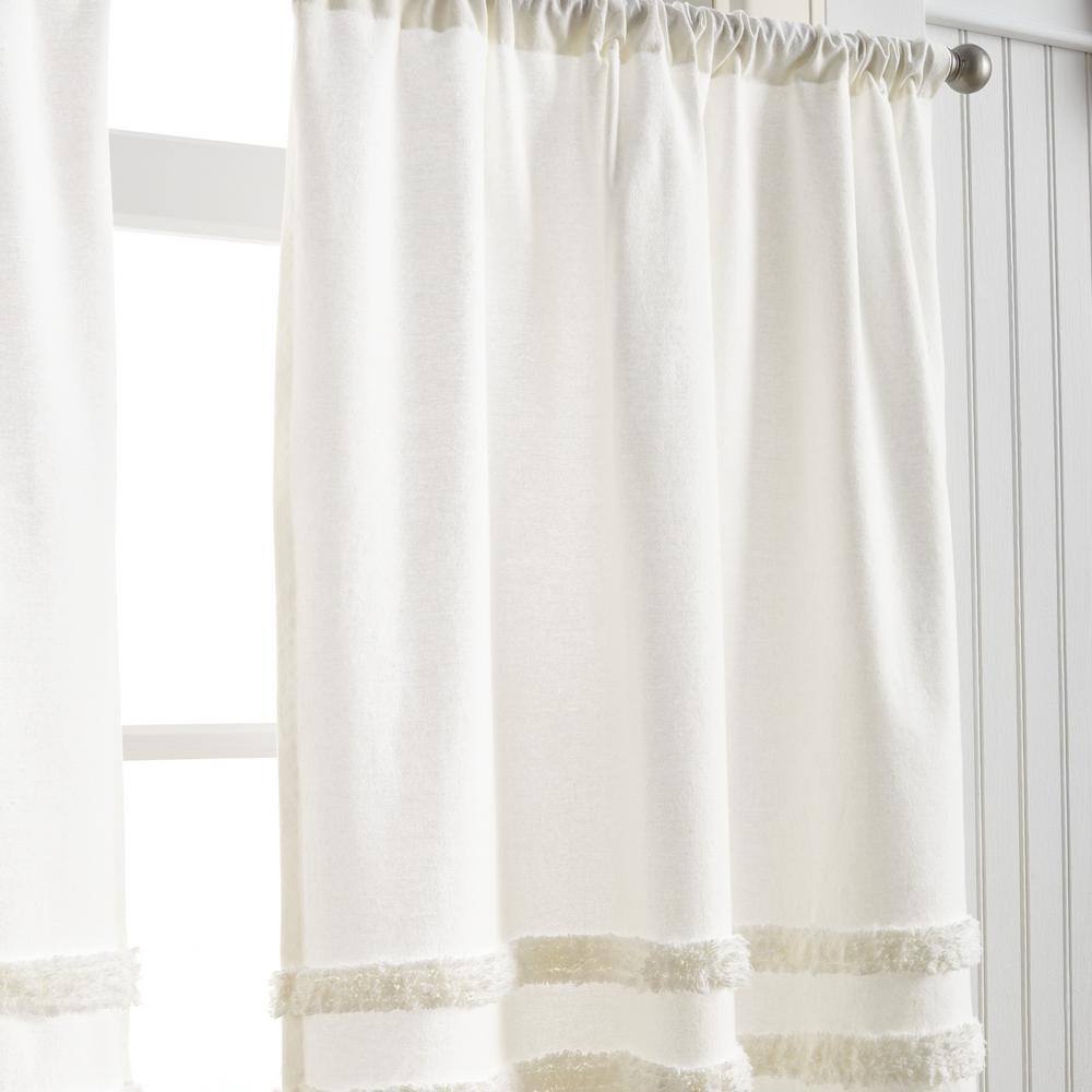 Ivory Textured Rod Pocket Valance and Tier Curtain Set