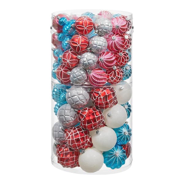 75-Count Mulit-Colored Shatterproof Ornament Pack Coastal