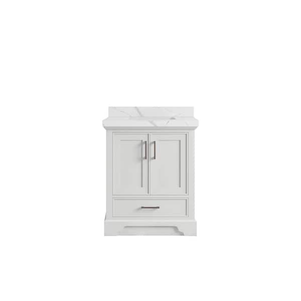 Willow Collections Charlotte 30 in. Single Sink Freestanding White Bath Vanity with Calacatta Laza Qt. Top Unassembled