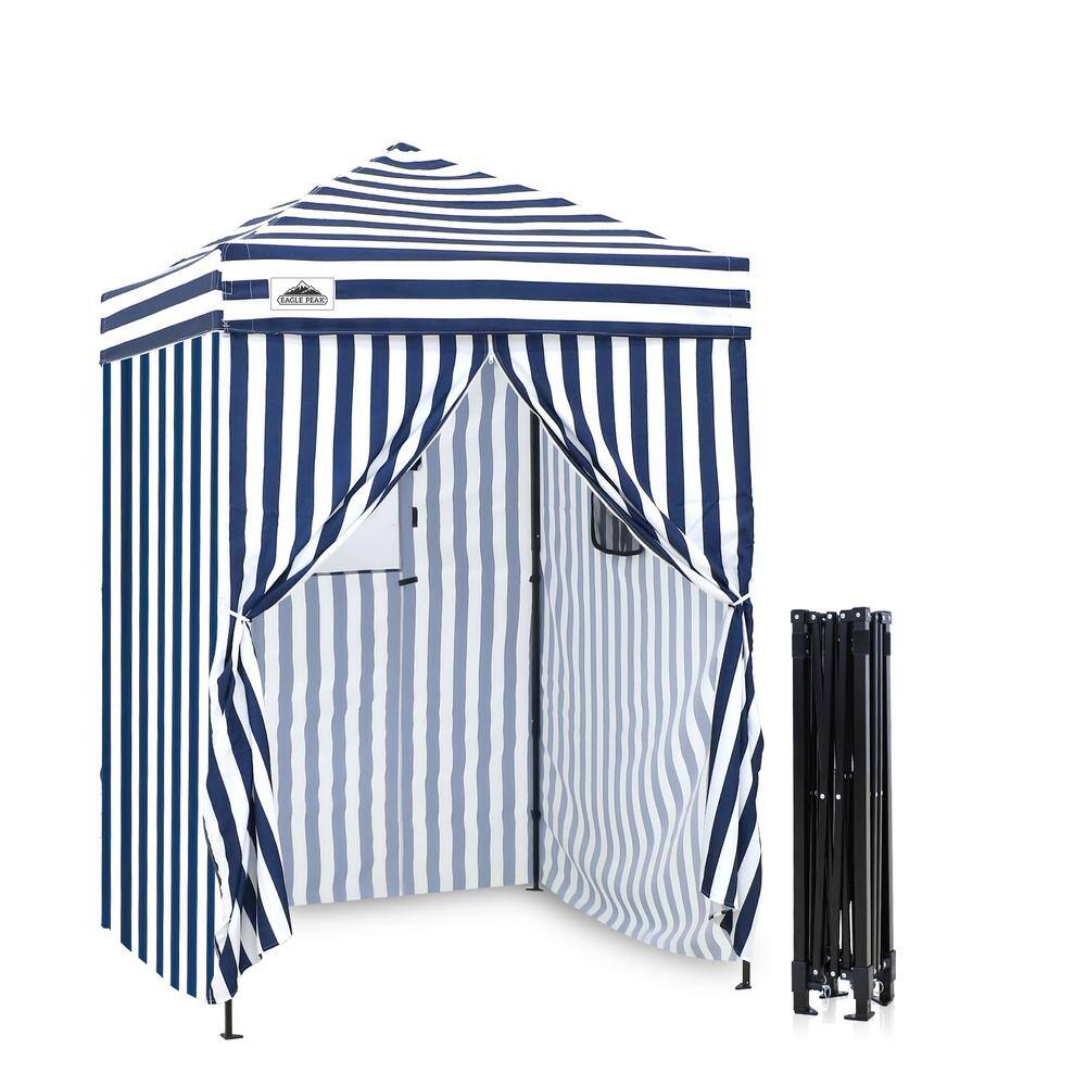 Ultra Compact Blue and White Striped Pop-Up Canopy Tent