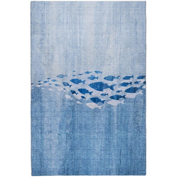 Dream Shag Premium Machine Washable Abstract ADS627 Blue 9 ft. x 12 ft. Area Rug