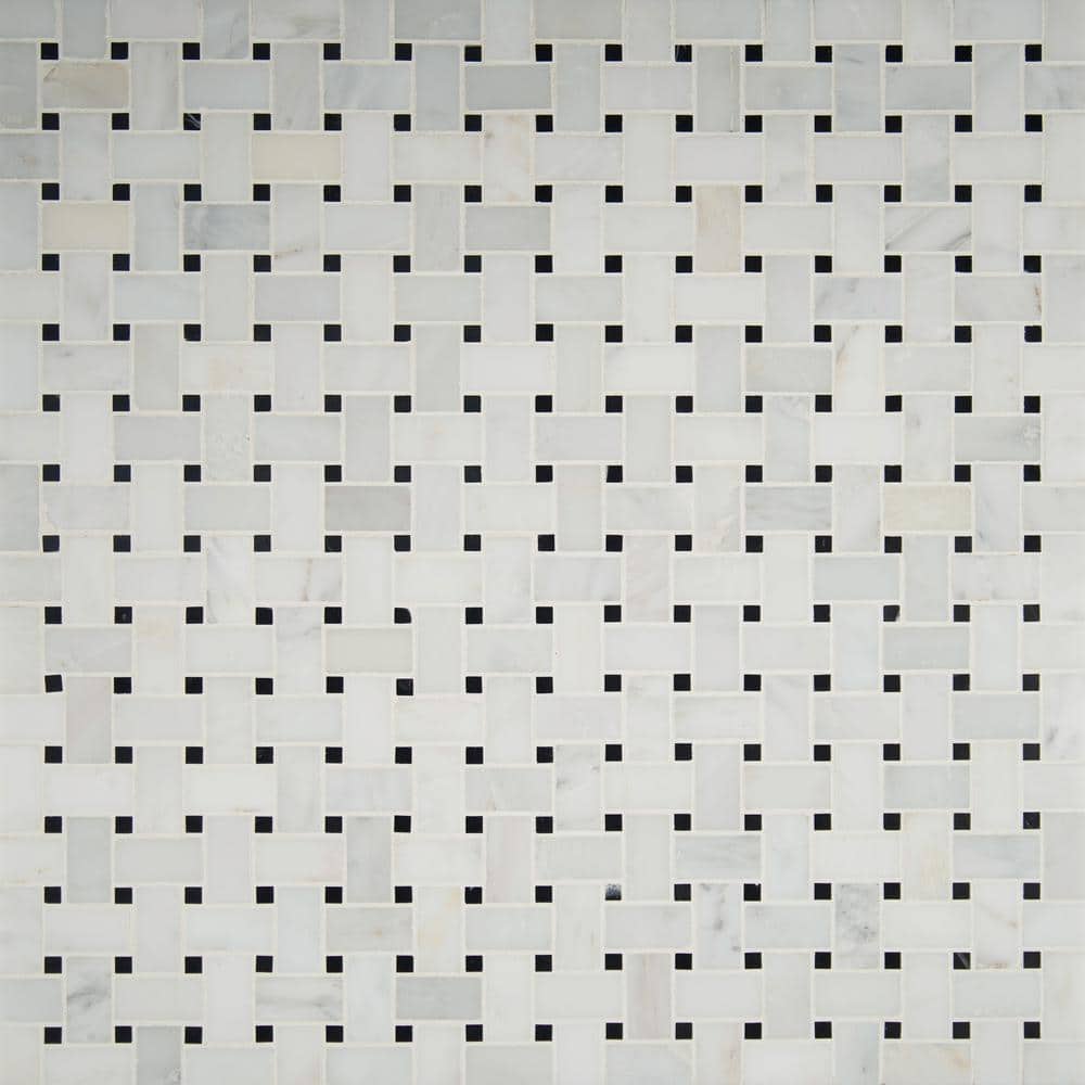 Take Home Tile Sample - Greecian White Basketweave 6 in. x 6 in. x 10mm Polished Marble Mosaic Tile price history on PriceWatchPro