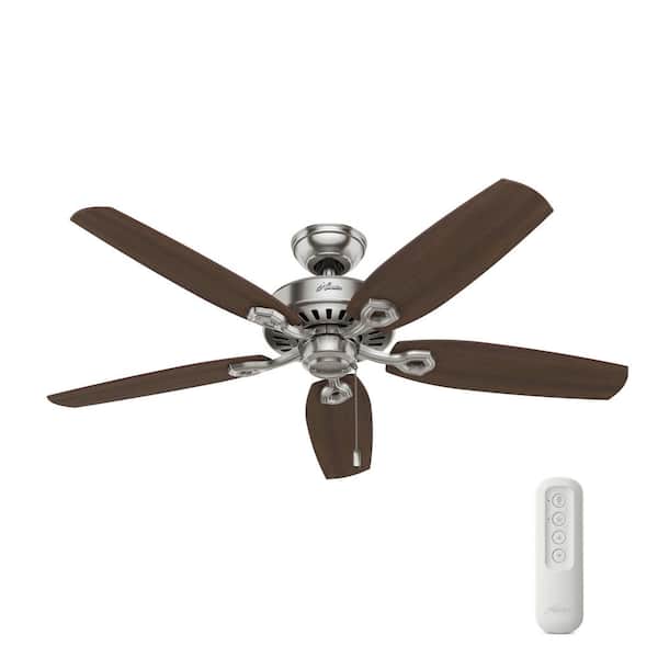Hunter Builder Elite 52 in. Indoor Brushed Nickel Ceiling Fan with Remote For Bedrooms