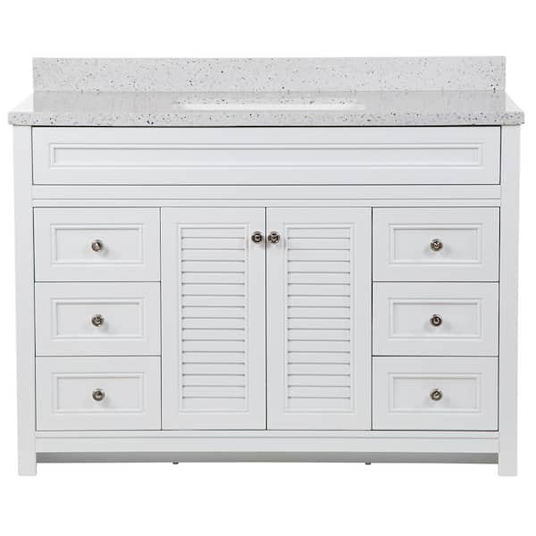 Home Decorators Collection Bayridge 49 in. Single Sink White Bath Vanity with Silver Ash Cultured Marble Top (Assembled)