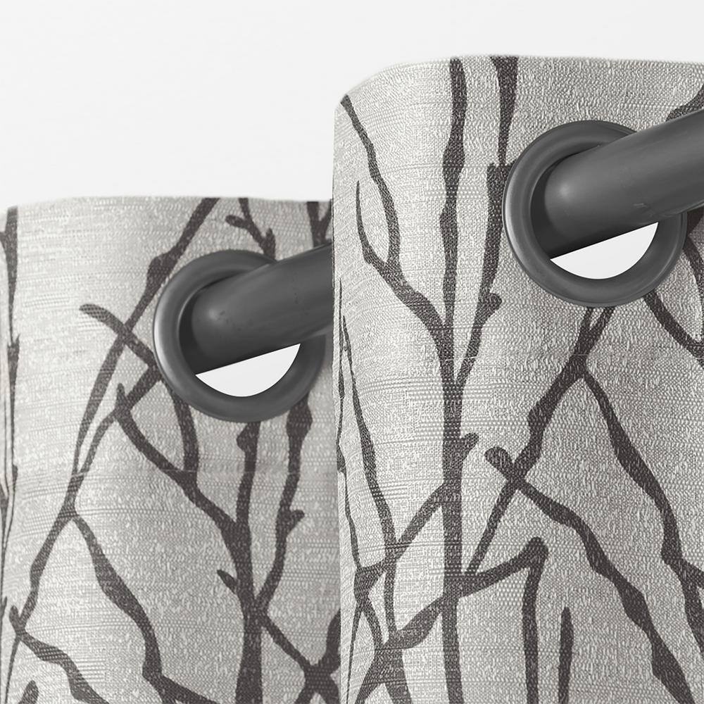 Black Pearl Linen Blend Sheer Grommet Curtain Panels, 54"x84"