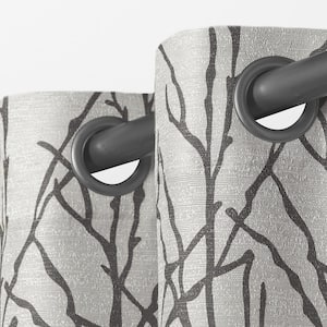 Branches Black Pearl Nature Light Filtering Grommet Top Curtain, 54 in. W x 84 in. L (Set of 2)