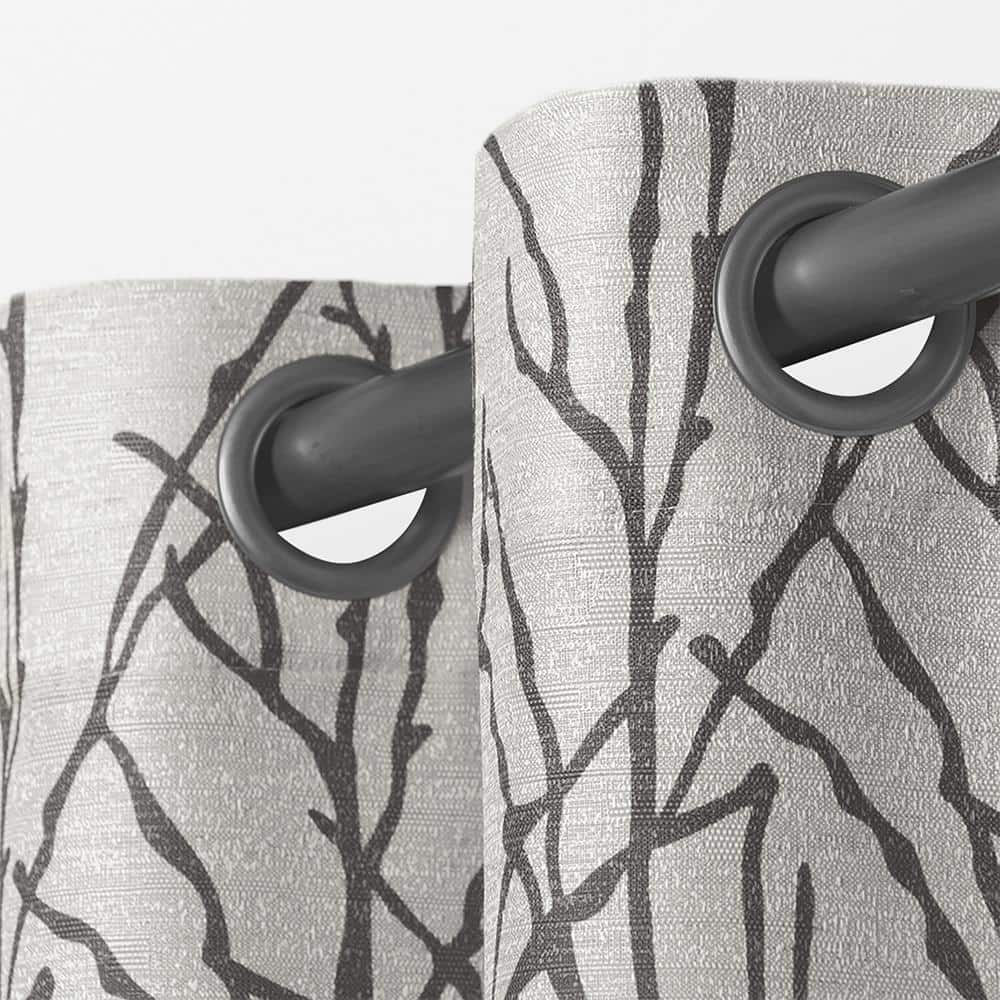 Black Pearl Linen Blend Grommet Top Curtain Panel Pair
