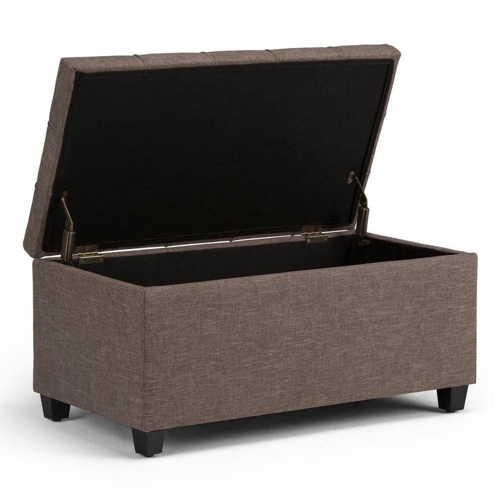 Fawn Brown Tufted Rectangular Storage Ottoman Bench