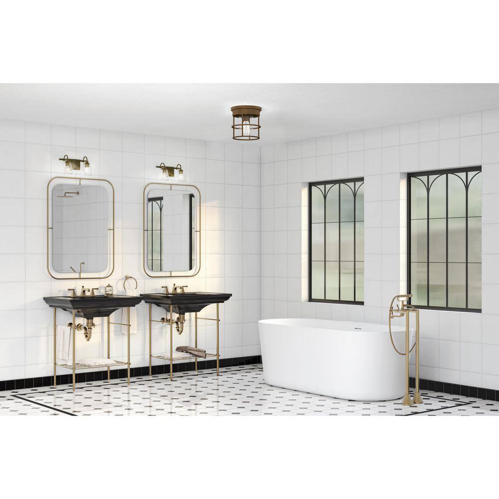 Aged Bronze 2-Light Vanity with Seeded Glass Shades
