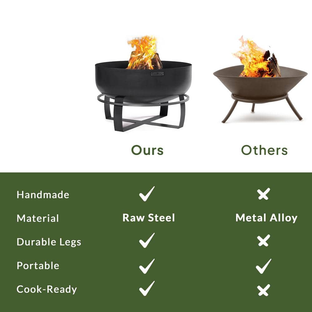 Viking 32" Black Steel Free-Standing Fire Pit with Grill Plate