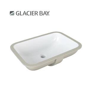 21.5 in. Ceramic Rectangular Undermount Bathroom Sink in White with Overflow Drain