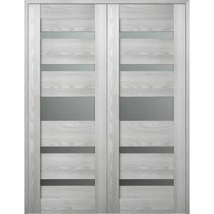 Vona 07-05 48 in. x 83.25 in. Both Active 5-Lite Frosted Glass Ribeira Ash Wood Composite Double Prehung French Door