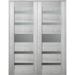 Vona 07-05 64 in. x 83.25 in. Both Active 5-Lite Frosted Glass Ribeira Ash Wood Composite Double Prehung French Door