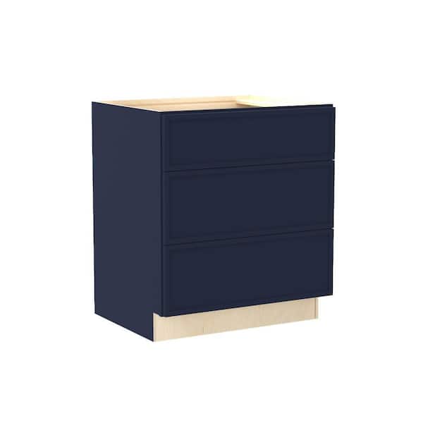 Franklin 30 in. W x 24 in. D x 34.5 in. H Assembled Plywood Cooktop Base Kitchen Cabinet in Vessel Blue with Soft Close