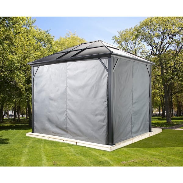 Meridien 10 ft. x 10 ft. Grey Polyester Curtains For Gazebo