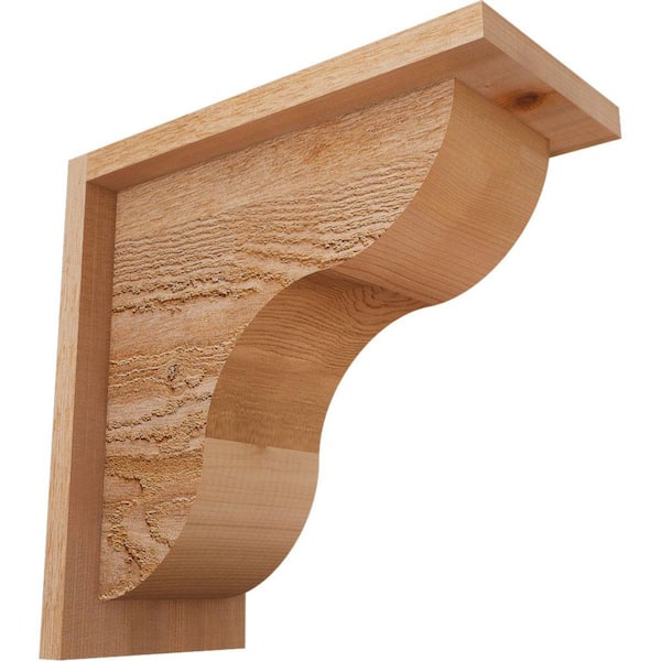 Ekena Millwork 6 in. x 12 in. x 12 in. Western Red Cedar Carmel Rough Sawn Corbel with Backplate
