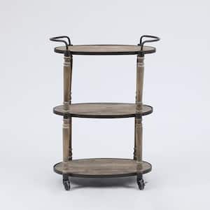 3-Tier Metal and Wood Mobile Storage Cart