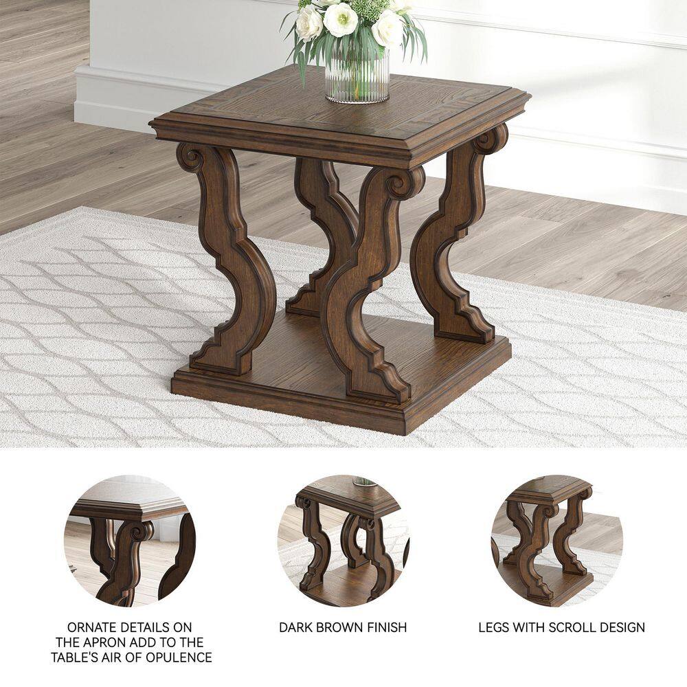 Maylee 26 in. Dark Brown Square MDF End Table - thumbnail 7