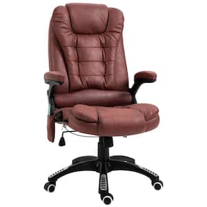 Red Leathaire fabric Ergonomic Vibrating Massage Office Chair High Back Executive Heated Chair with Armrest