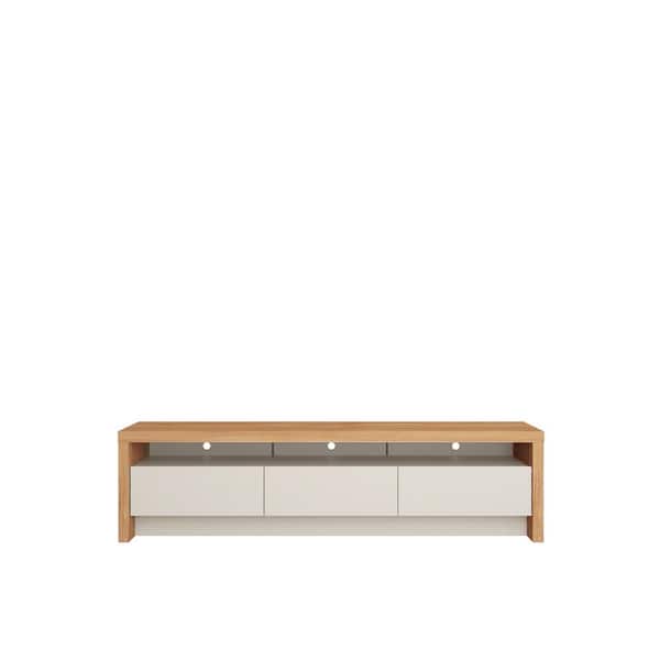 Manhattan Comfort Sylvan 70.86 in. Off White and Cinnamon TV Stand with 3-Drawers Fits TV's up to 60 in. with Cable Management