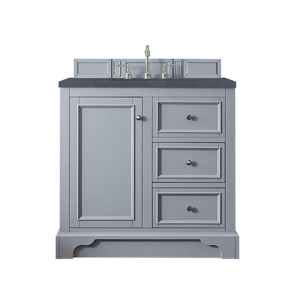 De Soto 37.3 in. W x 23.5 in.D x 36.6 in. H Single Vanity in Silver Gray wi