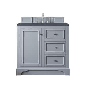 De Soto 37.3 in. W x 23.5 in.D x 36.6 in. H Single Vanity in Silver Gray with Quartz Top in Charcoal Soapstone