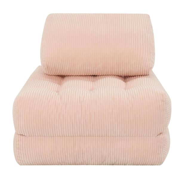 Pink Corduroy Fabric 70.8 in. Bean Bag Couch for Living Room, Bedroom & Dorm, Cozy Fluffy Cloud Mini Couch