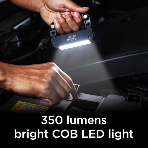 BLACK+DECKER 350LM COB Utility Light, USB Rechargeable, Folding