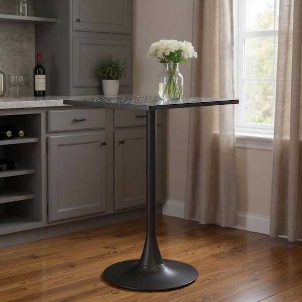 41.7 in. Black Faux Terrazzo and Steel Square Bar Table