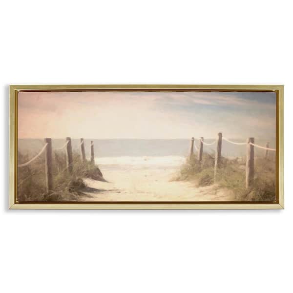 Stupell Industries Dreamy Coastal Walkway by Graffi*tee Studios Gold Floater Frame Nature Graphic Art Print 11 in. x 25 in.