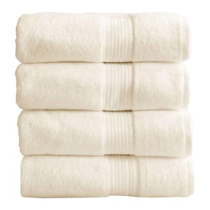 Beige Solid 100% Cotton Bath Towel (Set of 4)