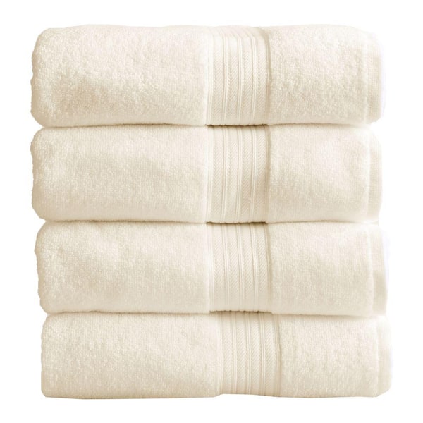 FRESHFOLDS Beige Solid 100% Cotton Bath Towel (Set of 4)
