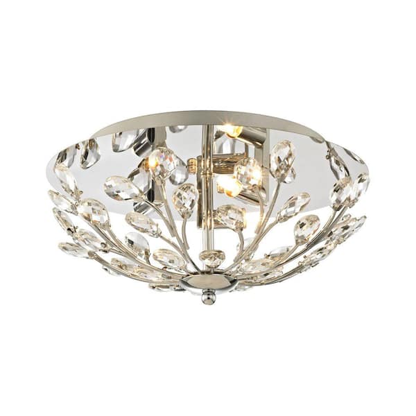 Titan Lighting Crystique 3-Light Polished Chrome Flush Mount