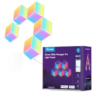 Glide Hexagon Pro Smart Color Changing Plug-In Wi-Fi Enabled Integrated LED Light Panels (5-Piece)