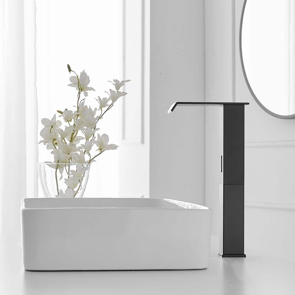 Matte Black Touchless Vessel Sink Faucet with Pop Up Drain