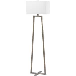 Lyell 60 in. Nickel Triangle Floor Lamp with White Shade