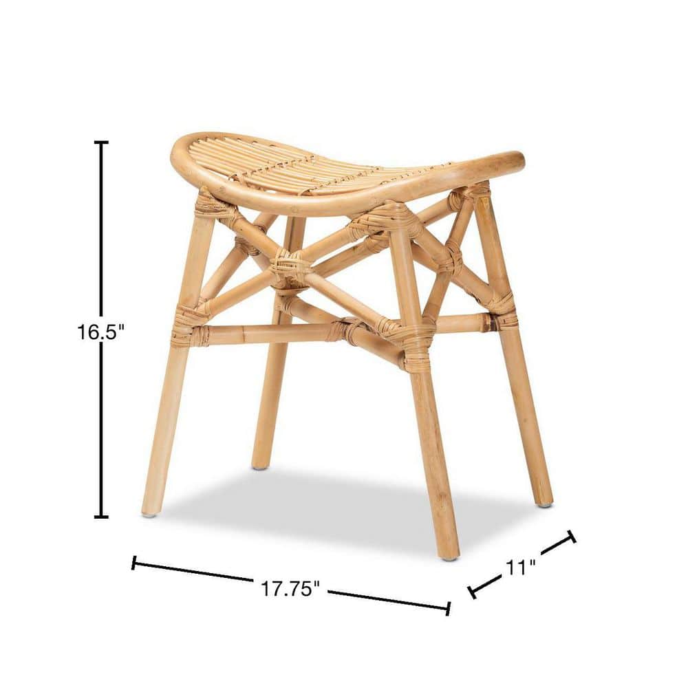 Elgon Natural Brown Rattan Bohemian Footstool